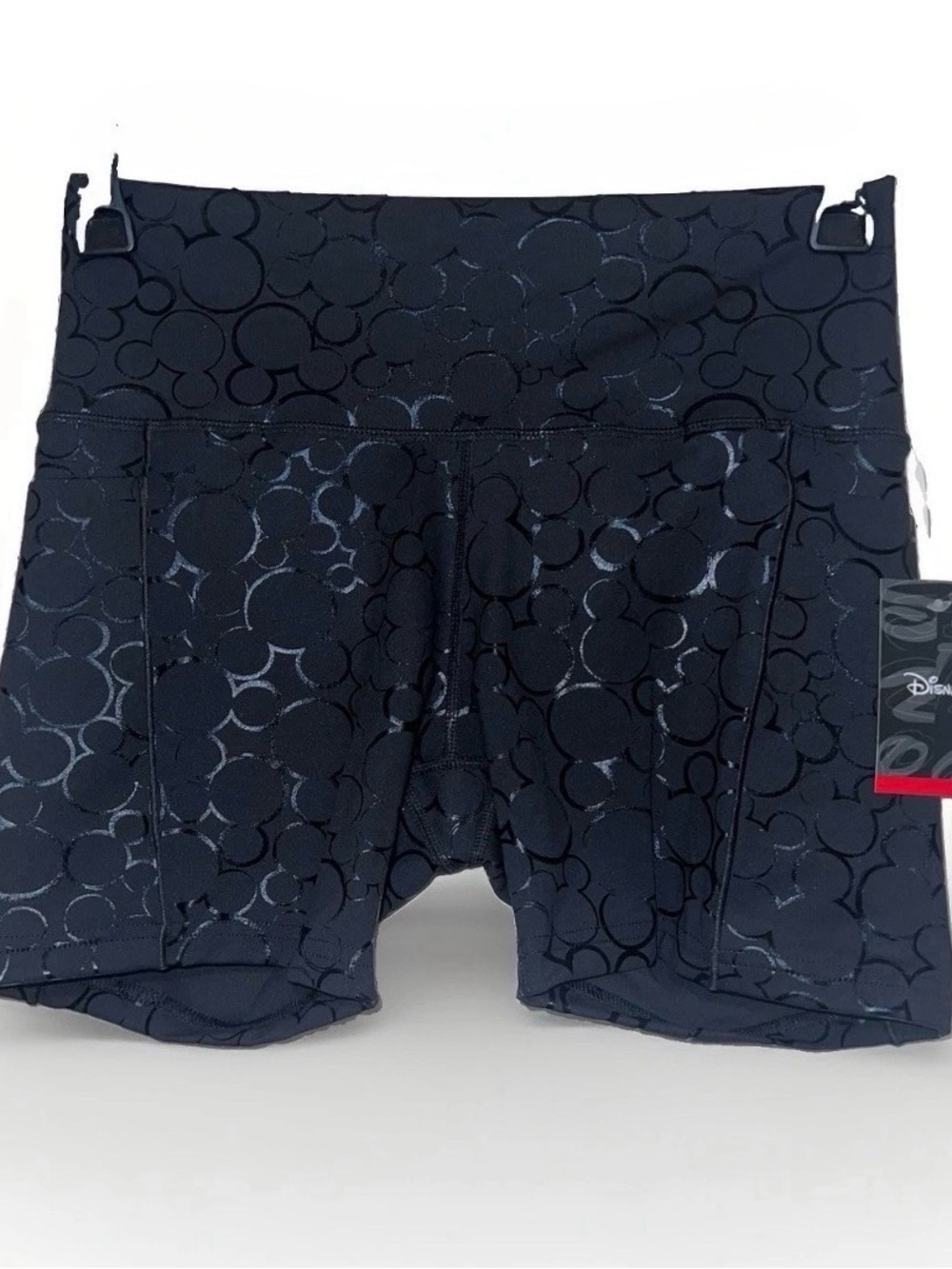 New Disney Mickey Mouse Head Black 5" Biker Shorts Women's Size Large NWT